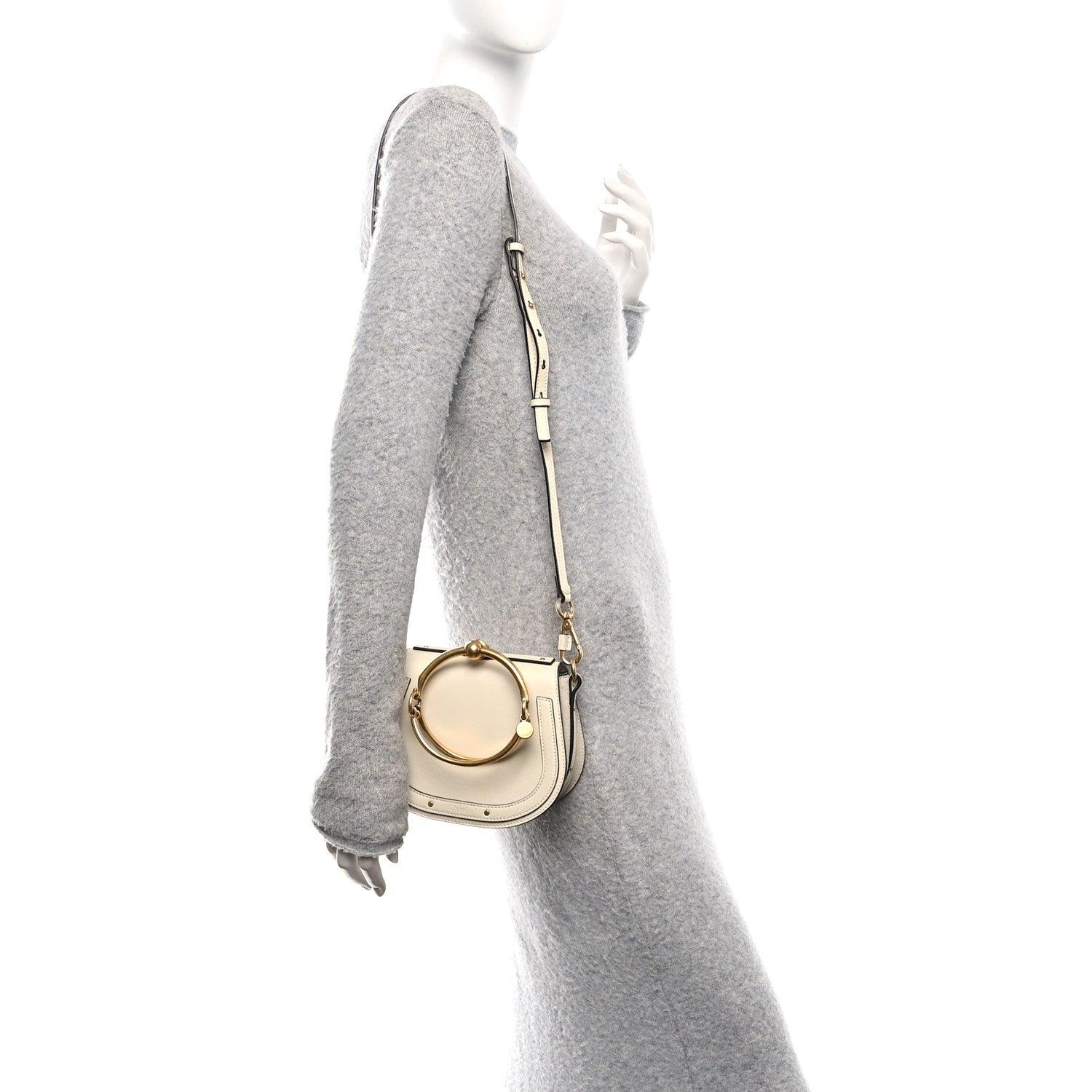 Chloe Calfskin Suede Small Nile Bracelet Bag Off White 2 of 10