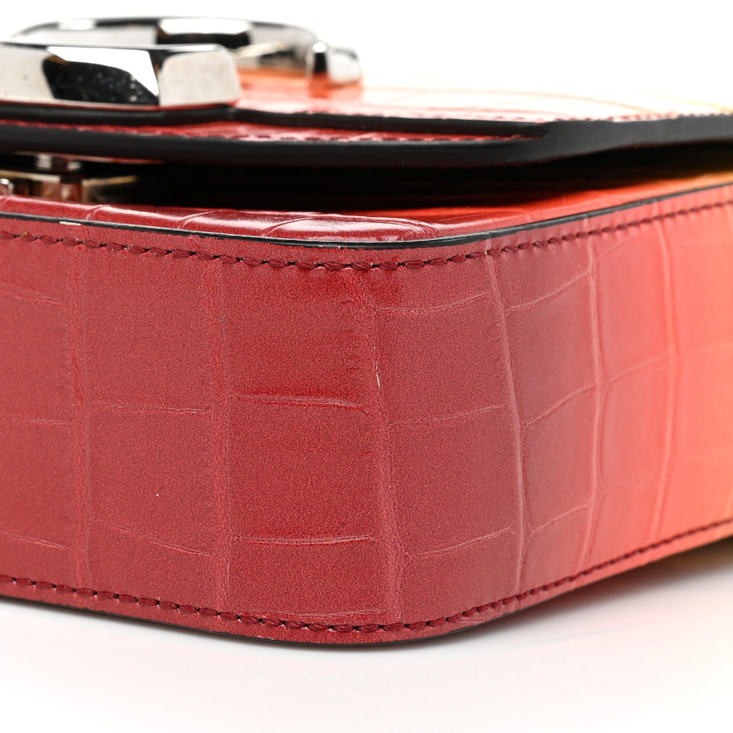 Calfskin Crocodile Embossed Mini C Double Carry Ombre Yellow