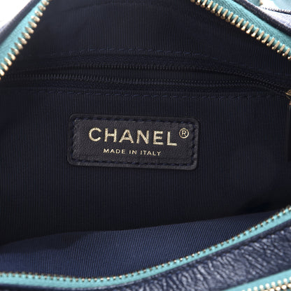 Chanel Goatskin Quilted Tri-Color In & Out Waist Bag Navy Turquoise Pink 6 of 11