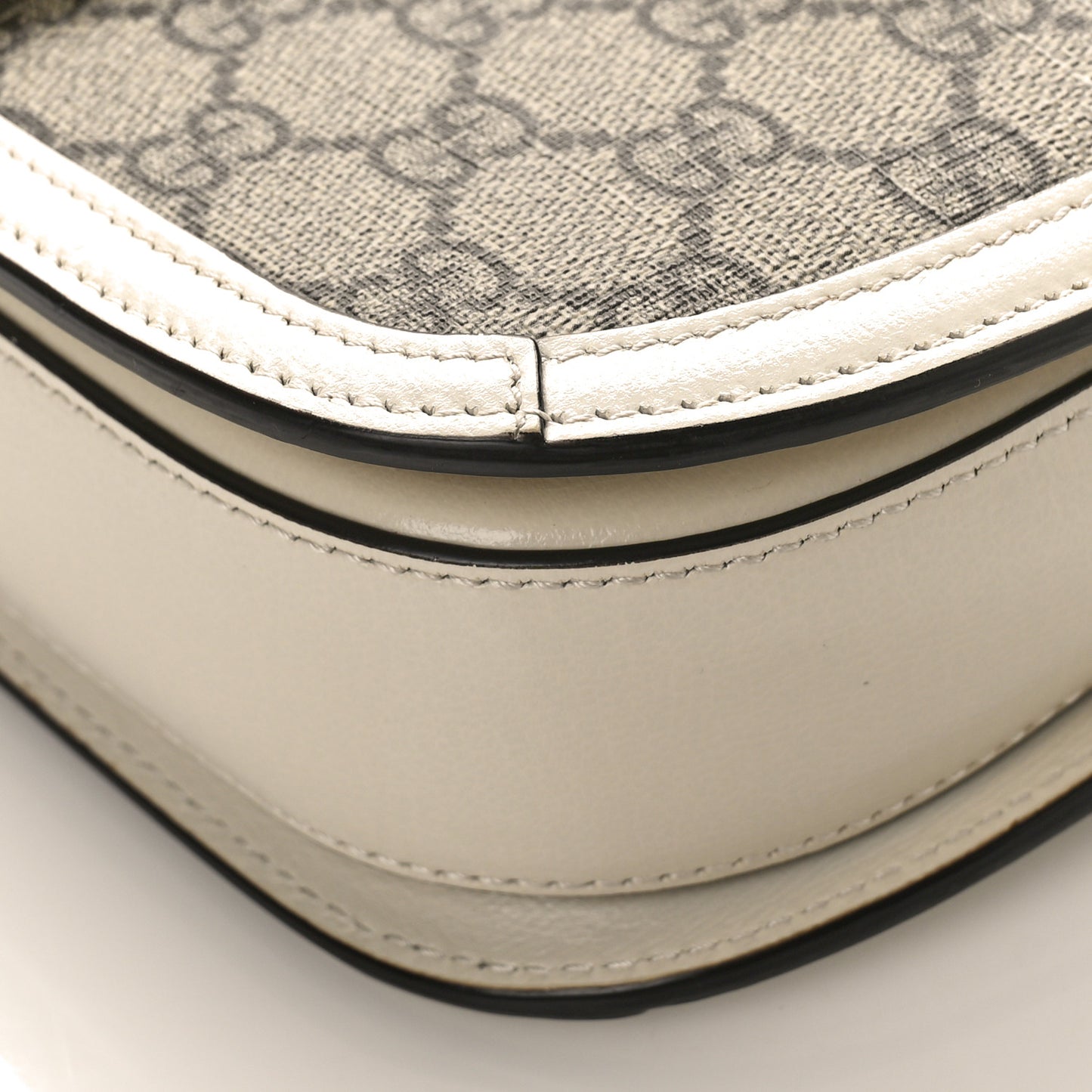 GG Supreme Monogram Horsebit 1955 Shoulder Bag Beige Mystic White