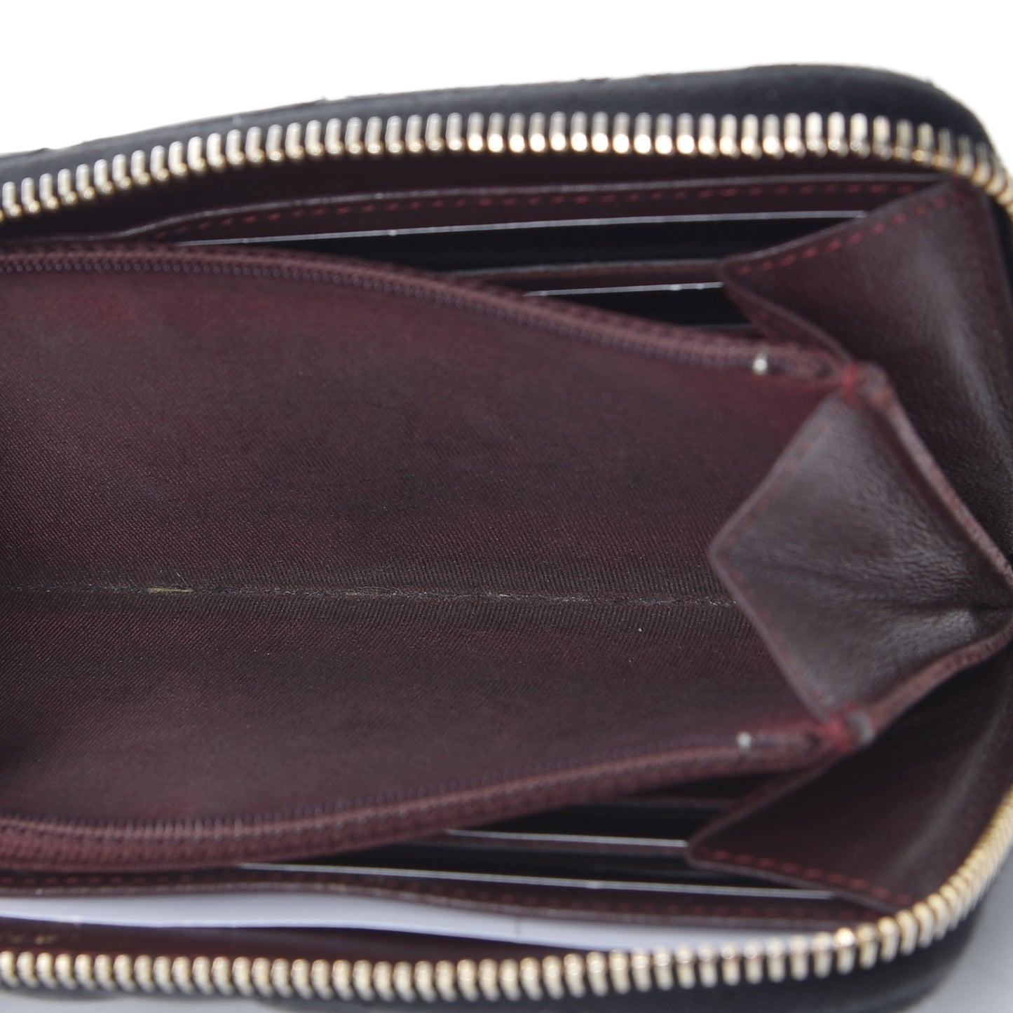 Lambskin Quilted Large Gusset Zip Around Wallet Black