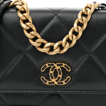 Chanel Lambskin Quilted Chanel 19 Wallet On Chain WOC Black 9 of 13