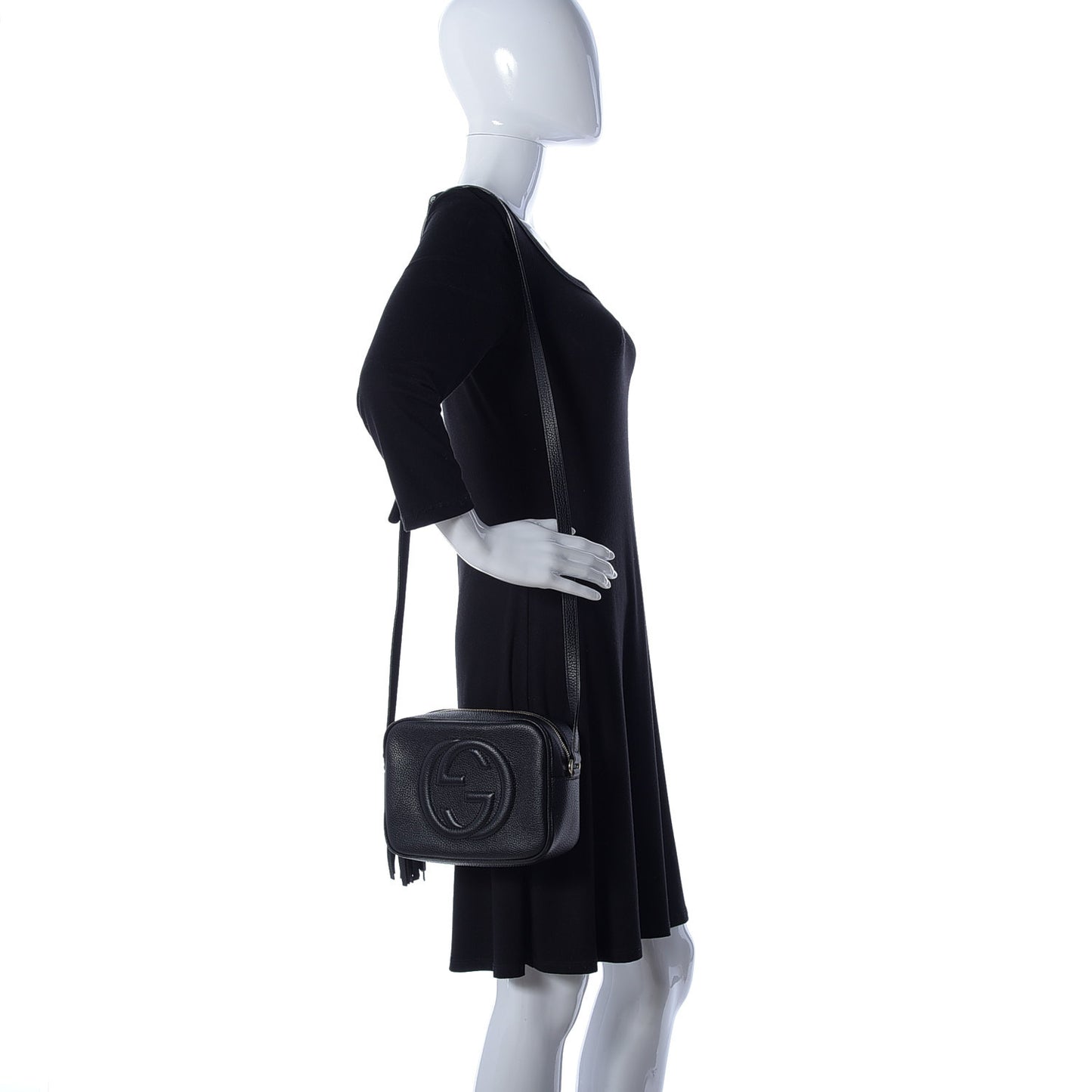 Pebbled Calfskin Small Soho Disco Bag Black