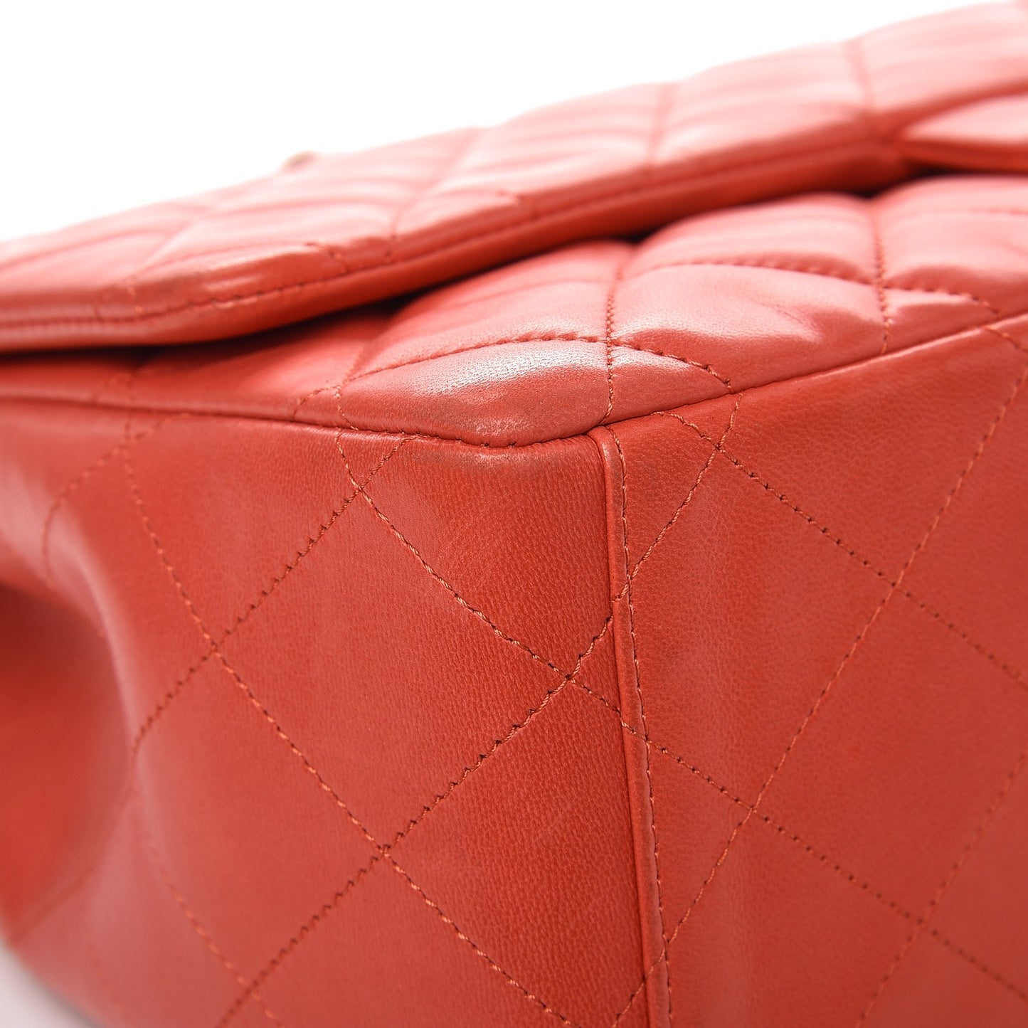 Lambskin Quilted Maxi Single Flap Light Red