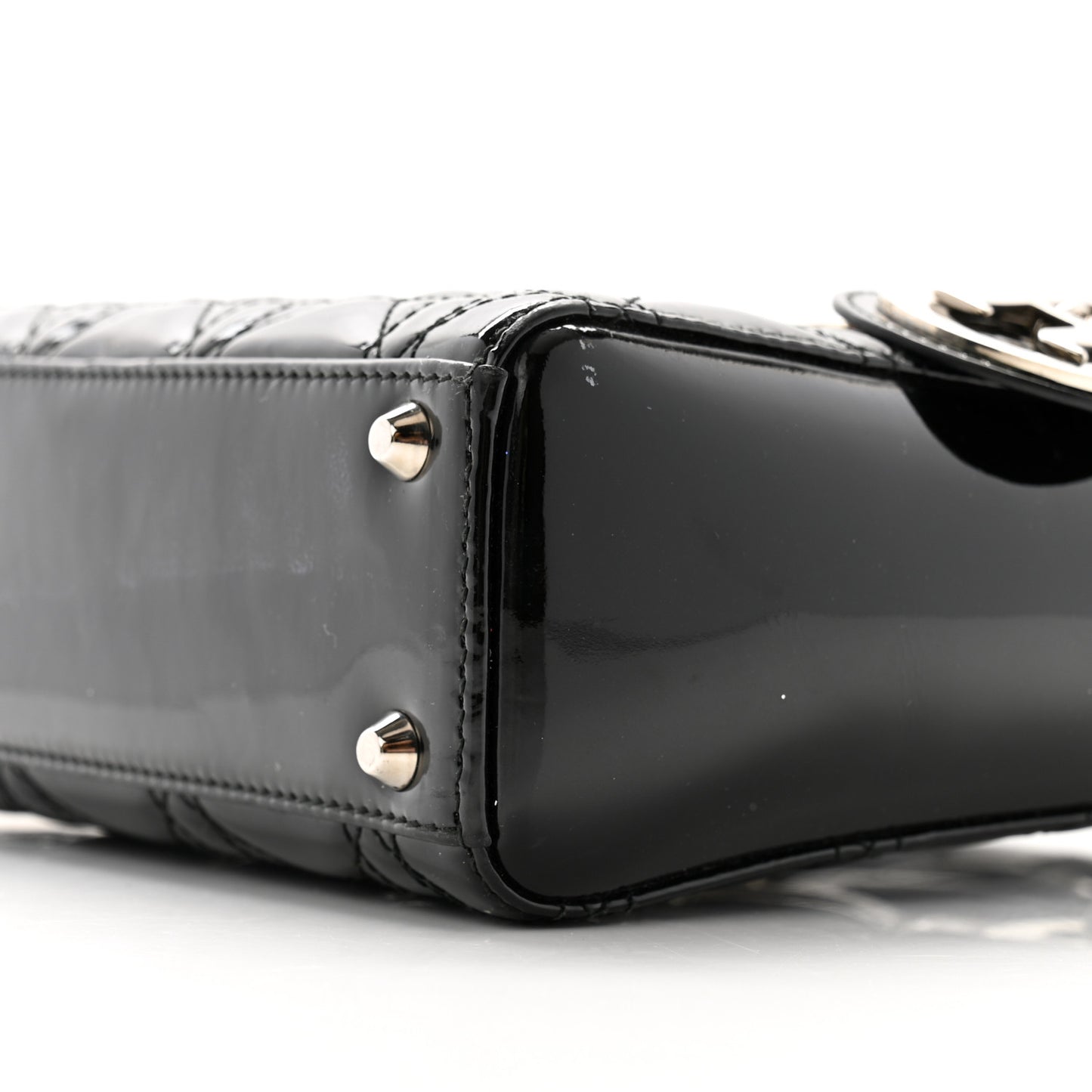 Patent Cannage Mini Lady Dior Black
