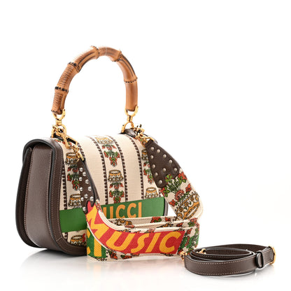 Gucci Canvas Calfskin 100 Centennial Music Mini Bamboo 1947 Top Handle Bag Multicolor 4 of 12