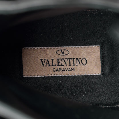 Valentino Garavani VALENTINO GARAVANI Calfskin Ruffle Heart Love Combat Boots 41 Black 7 of 11