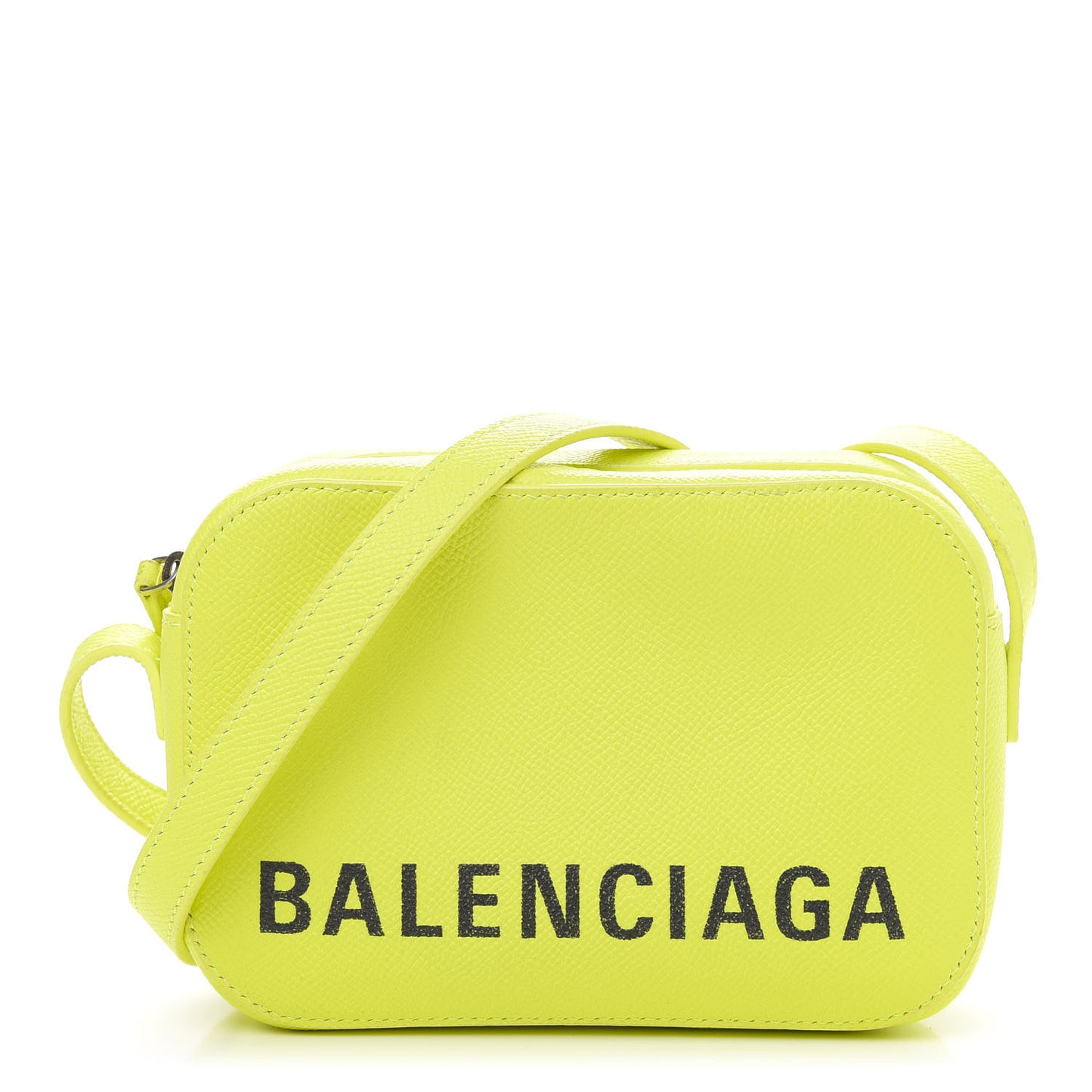 Signature Grained Calfskin Logo XS Ville Camera Bag Acid Green Black