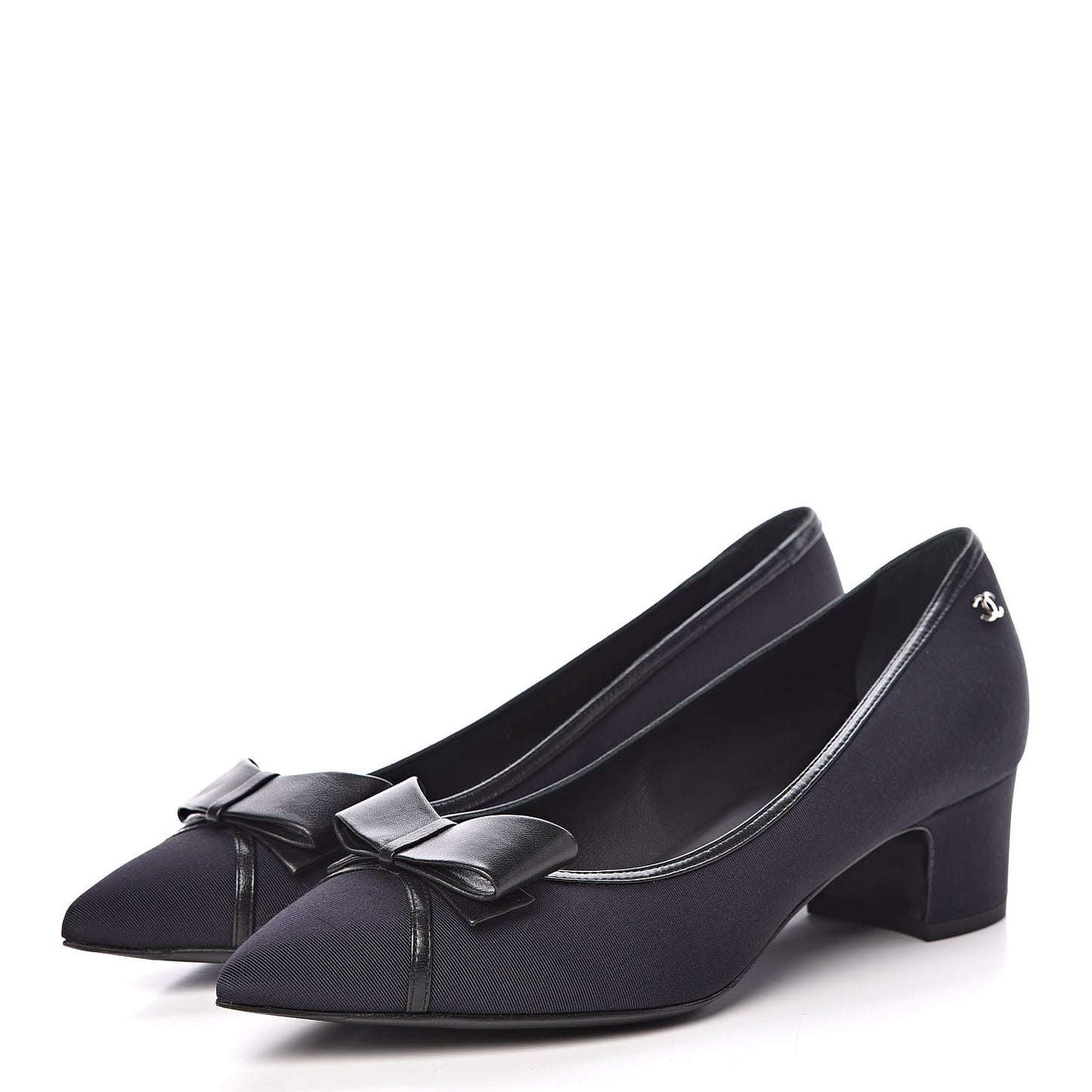 Grosgrain Lambskin Bow Pumps 39 Navy