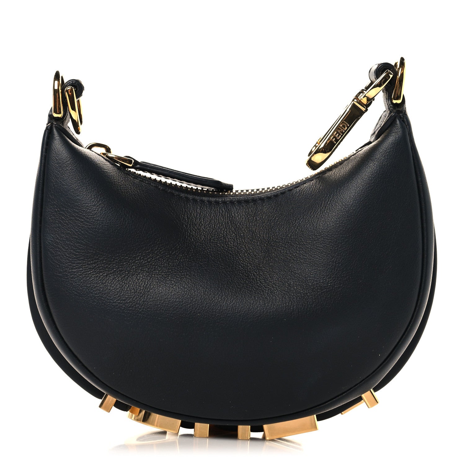 Fendi Vitello Grace Matte Nano Fendigraphy Hobo Charm Black 1 of 10