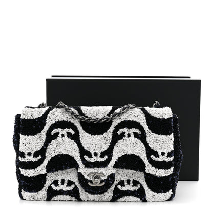 Chanel Sequin Medium Flap Blue White 12 of 12