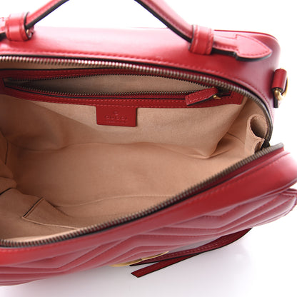 Gucci Calfskin Matelasse Sylvie Web Small GG Marmont Top Handle Shoulder Bag Hibiscus Red 4 of 8