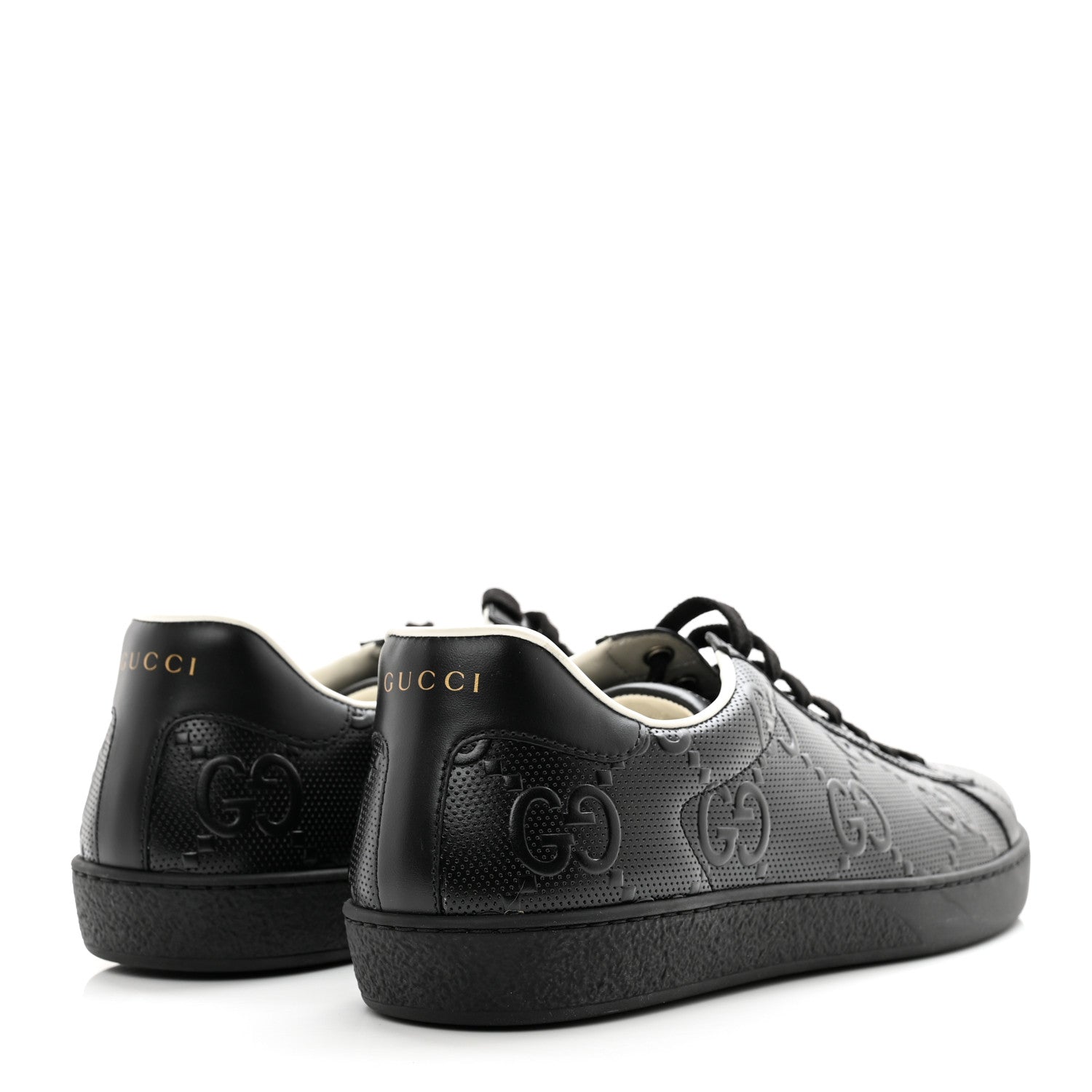 Gucci Calfskin GG Tennis Embossed Mens Ace Sneakers 9 Black 5 of 9
