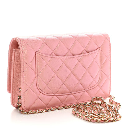 Chanel Iridescent Caviar Quilted Wallet on Chain WOC Rose Pink 3 of 10