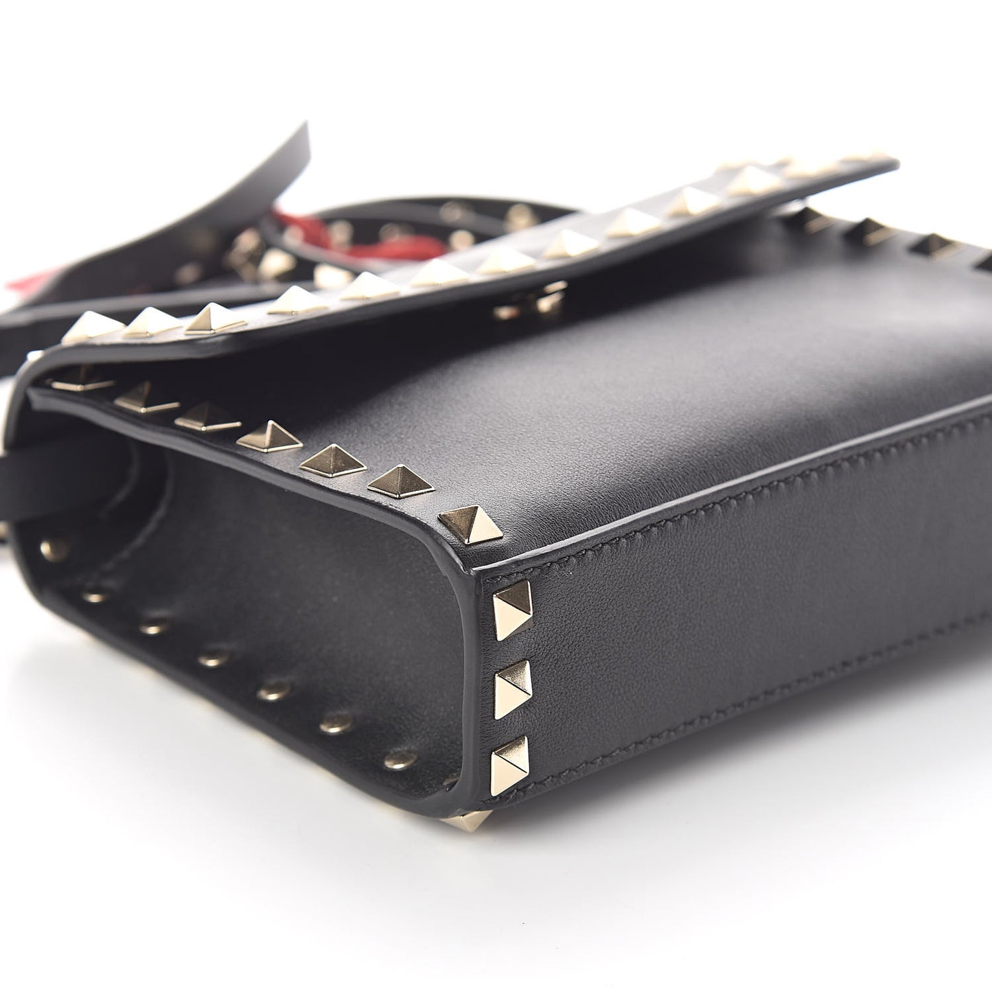 Vitello Rockstud Flap Crossbody Bag Black