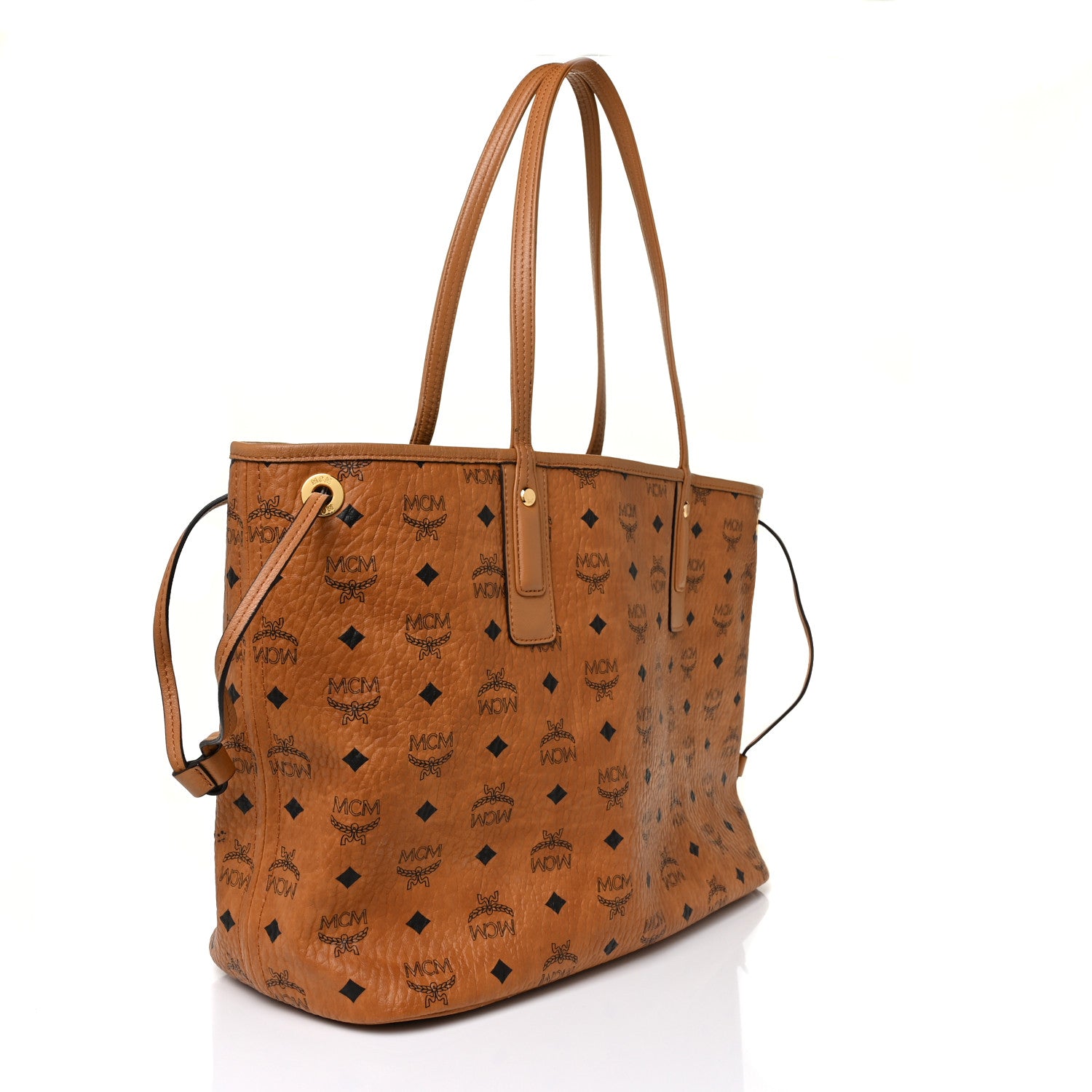 MCM Visetos Medium Liz Reversible Shopper Tote Cognac 3 of 10