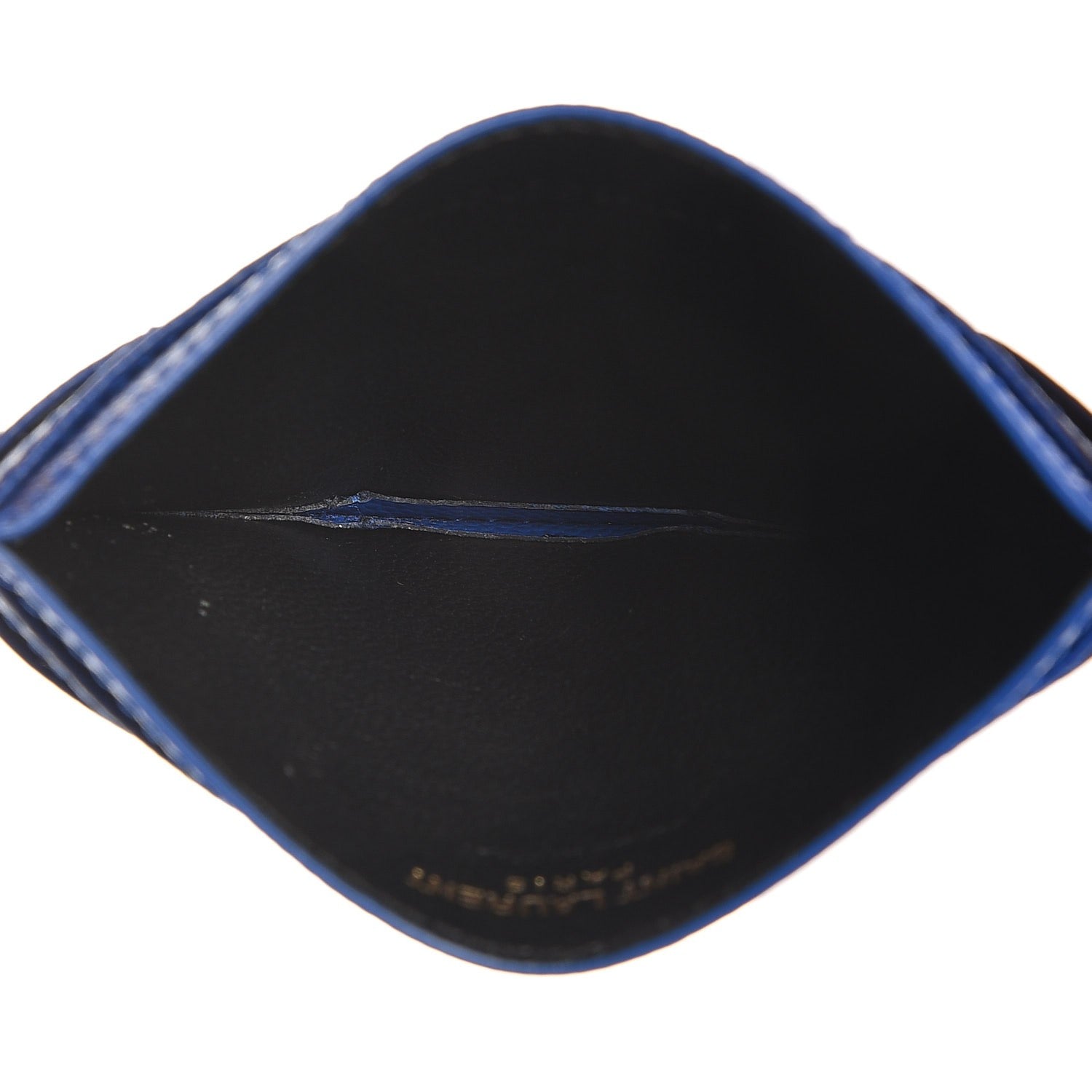 Saint Laurent Grain De Poudre Matelasse Monogram Credit Card Case Blue Majorelle 5 of 7