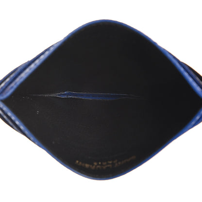 Saint Laurent Grain De Poudre Matelasse Monogram Credit Card Case Blue Majorelle 5 of 7