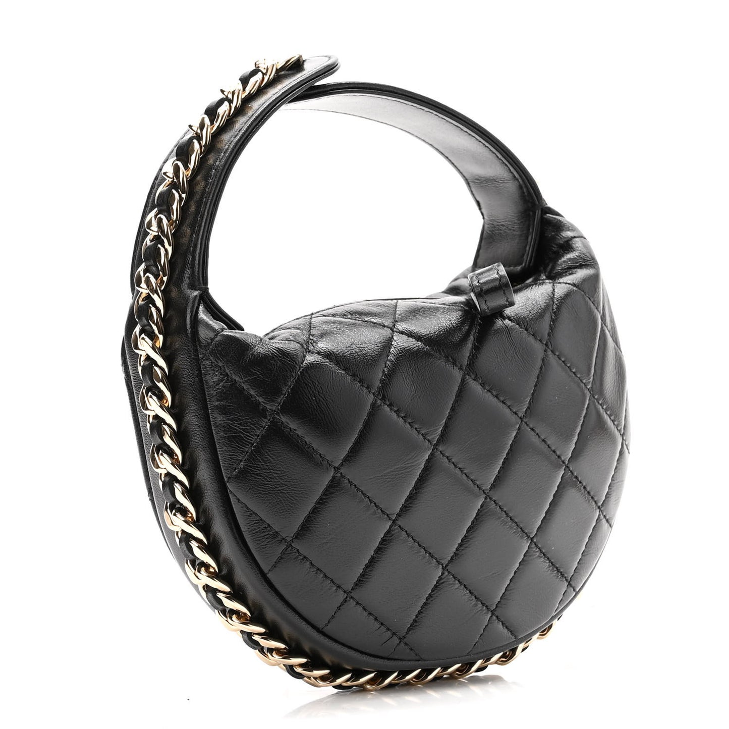 Quilted Chain Around Pouch Black