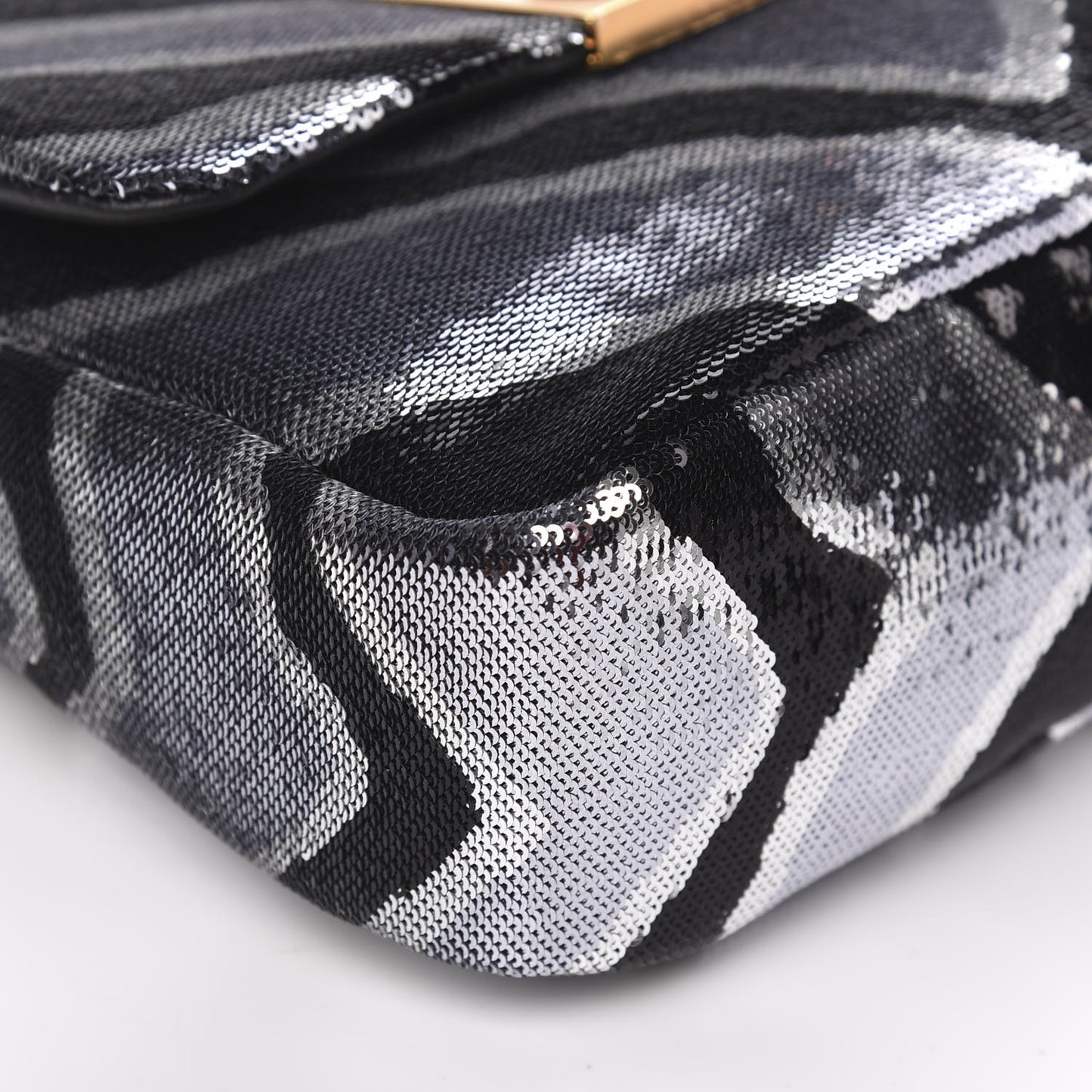 Sequin Zebra Print Natalia Large Bag Black Silver