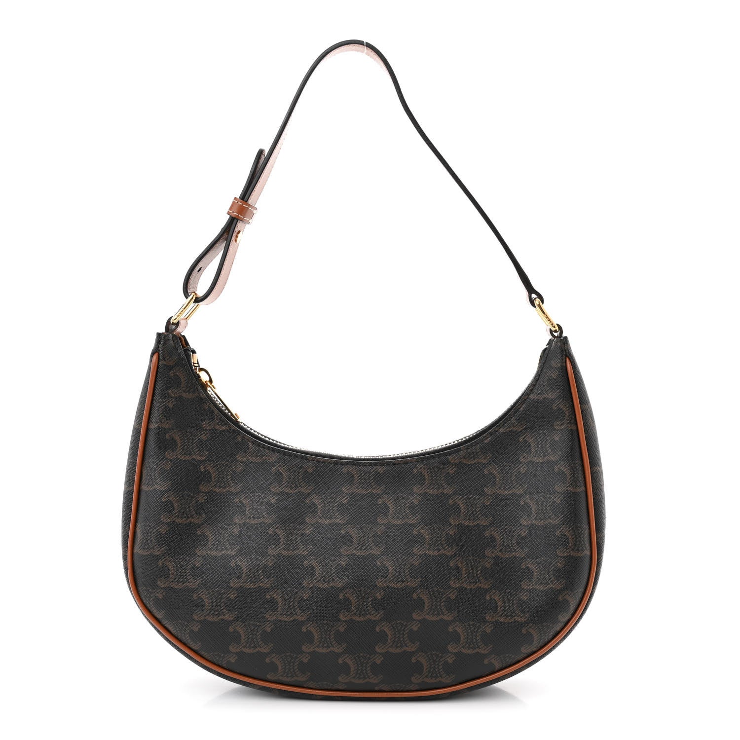 Celine Triomphe Canvas Calfskin Ava Shoulder Bag Tan 1 of 10