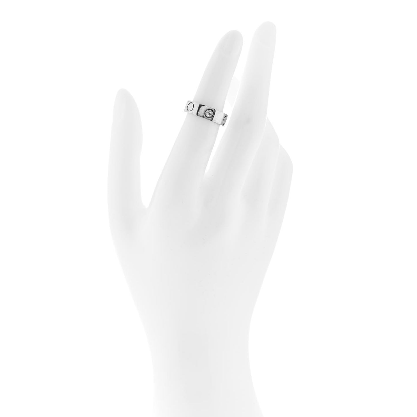 18K White Gold 3 Diamond 5.5mm LOVE Ring 48 4.5