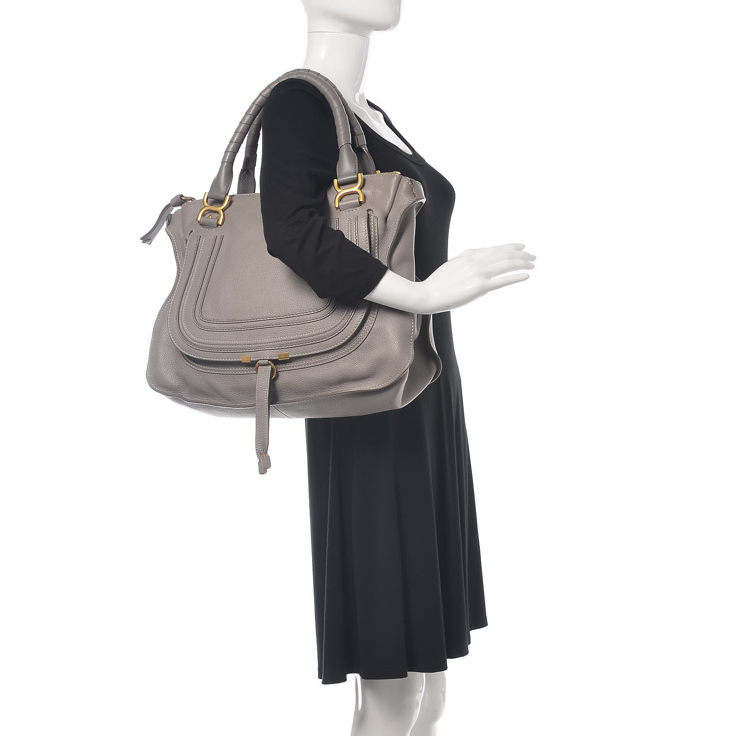 Chloe Calfskin Large Marcie Satchel Cashmere Grey 2 of 13