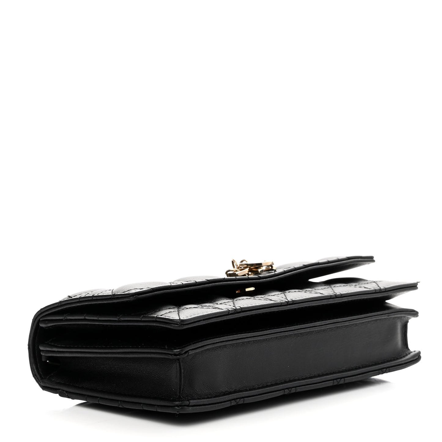 Lambskin Cannage Lady Dior Phone Pouch Black