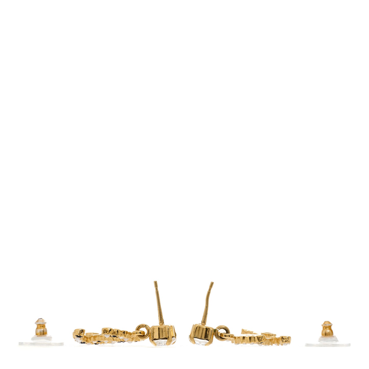Resin Crystal Pearl CC Drop Earrings Gold Black