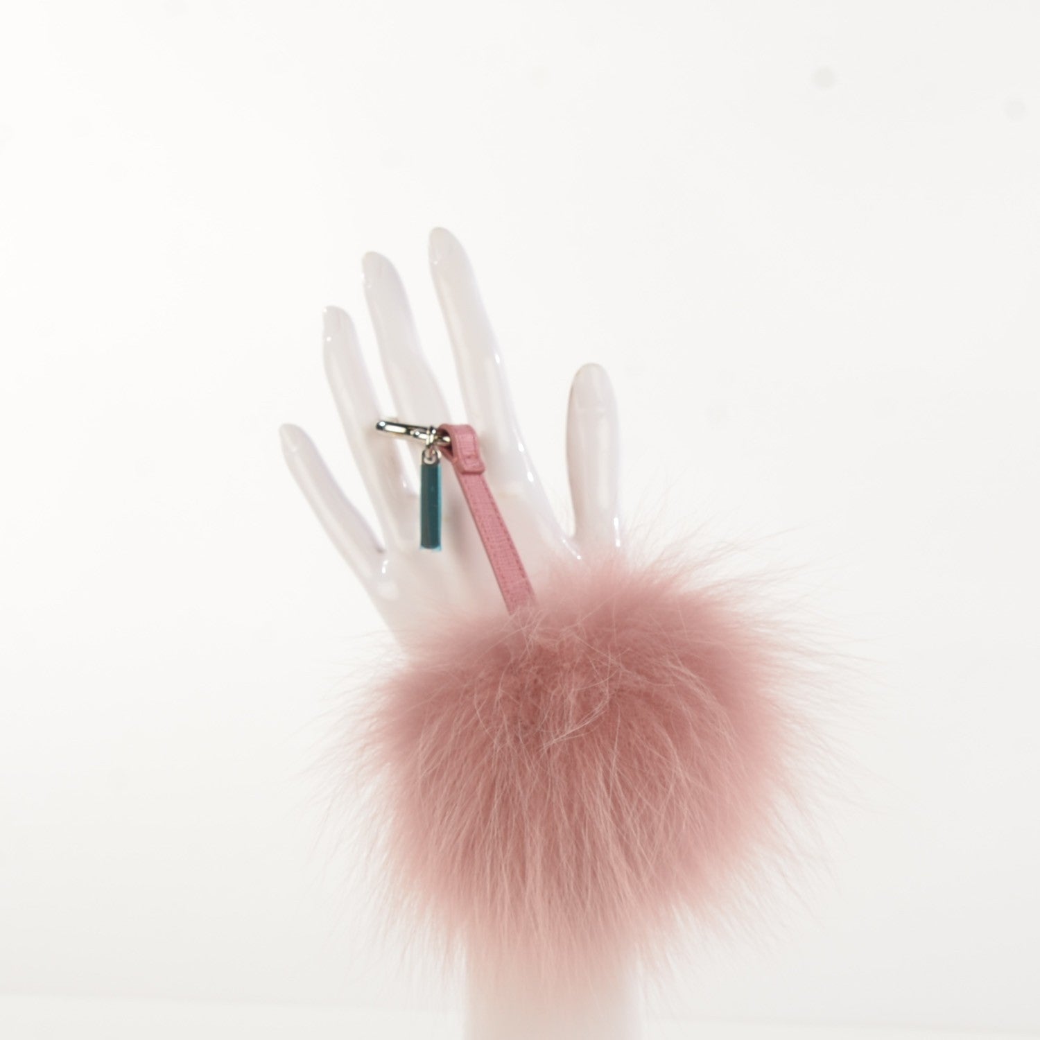 Fendi Fox Fur Vitello Elite Pom Pom Bag Charm Rosa 2 of 5