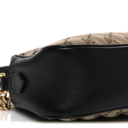 Gucci Monogram Matelasse Diagonal Small GG Marmont Chain Shoulder Bag Beige Black 9 of 10