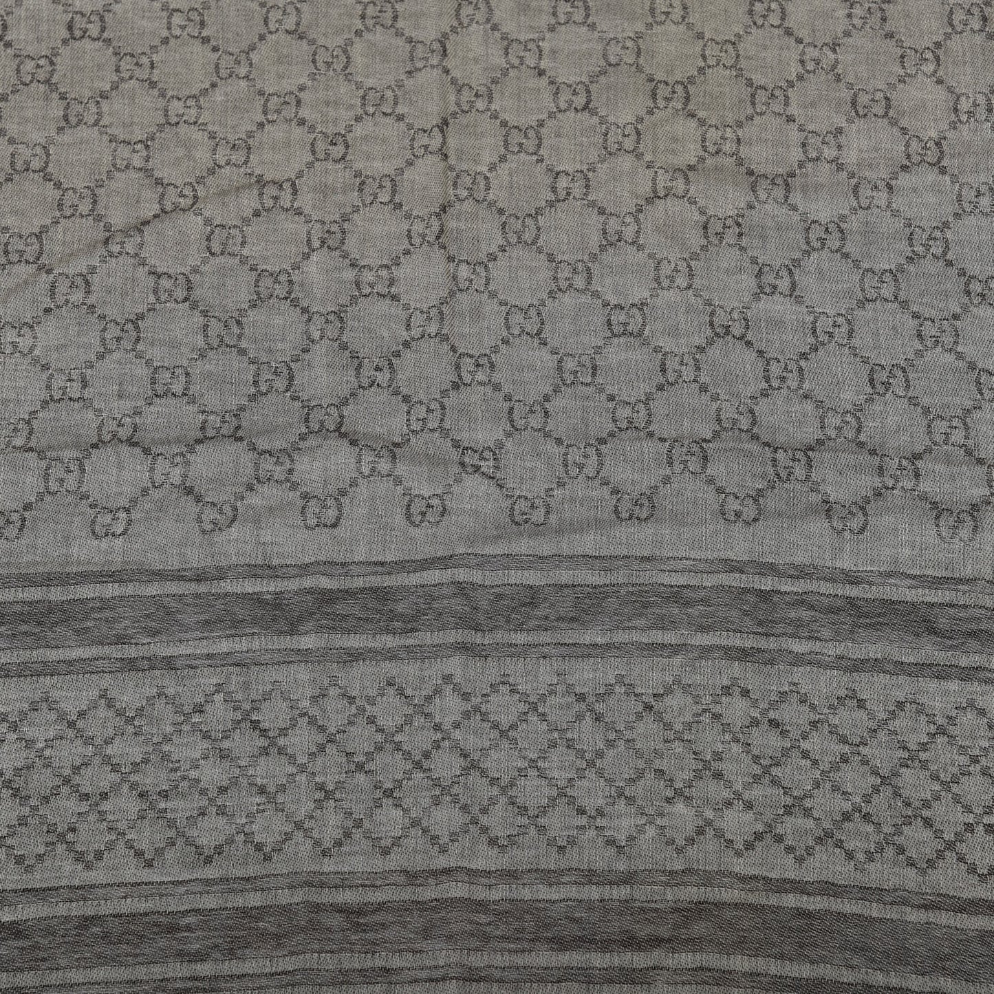 Wool Silk GG Monogram Diamante Plaid Surviee Shawl Beige Dark Brown