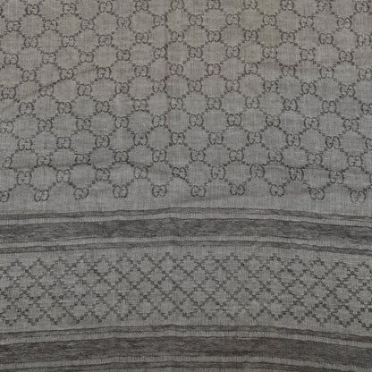 Gucci Wool Silk GG Monogram Diamante Plaid Surviee Shawl Beige Dark Brown 2 of 5