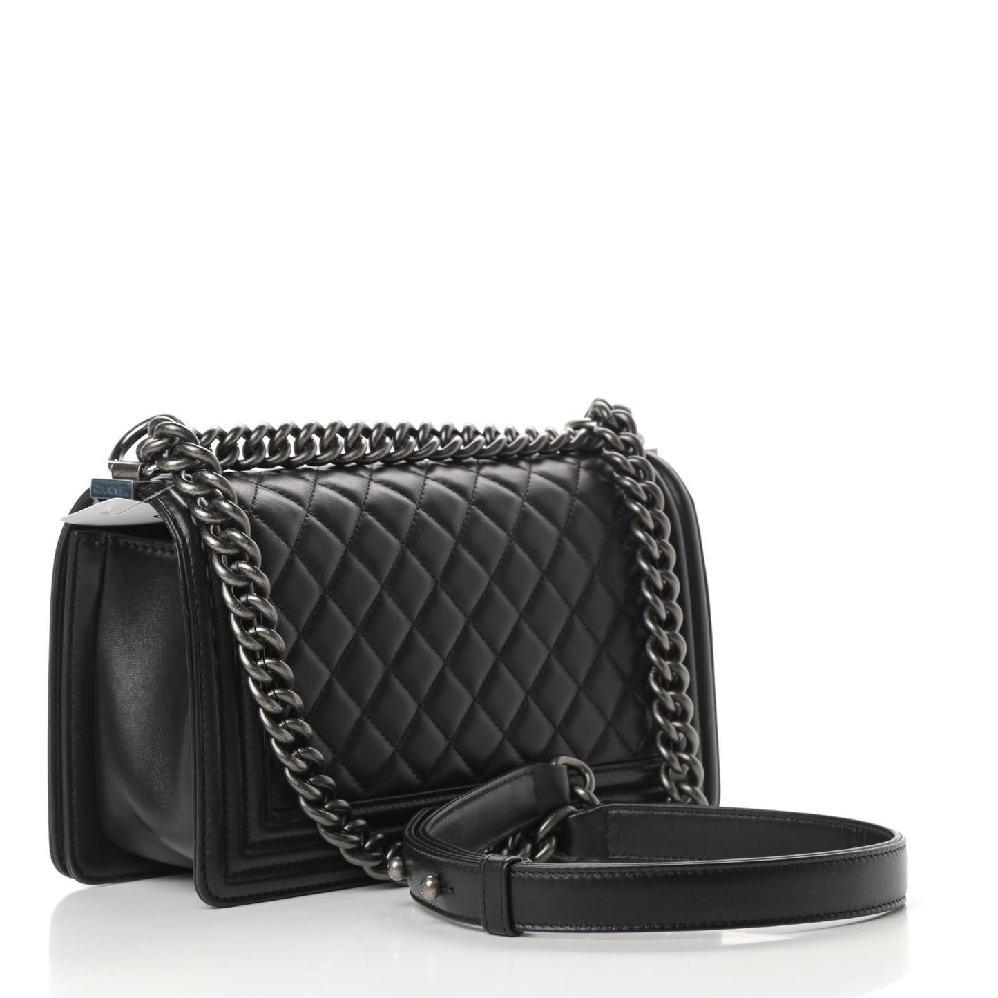Lambskin Quilted Medium Boy Flap Black