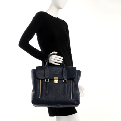 3.1 Phillip Lim 3.1 Textured Calfskin Large Pashli Satchel Ink 3 of 8