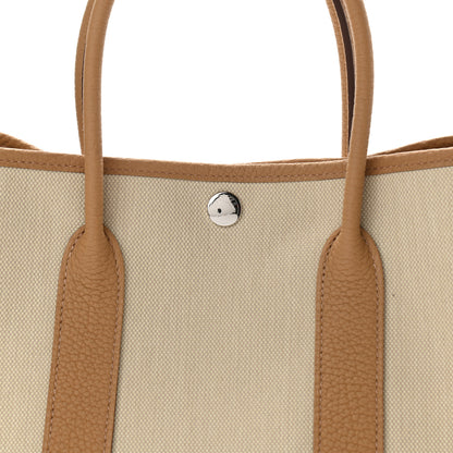 Hermes Toile Militaire Vache Country Garden Party 30 TPM Tote Beton Biscuit 8 of 11