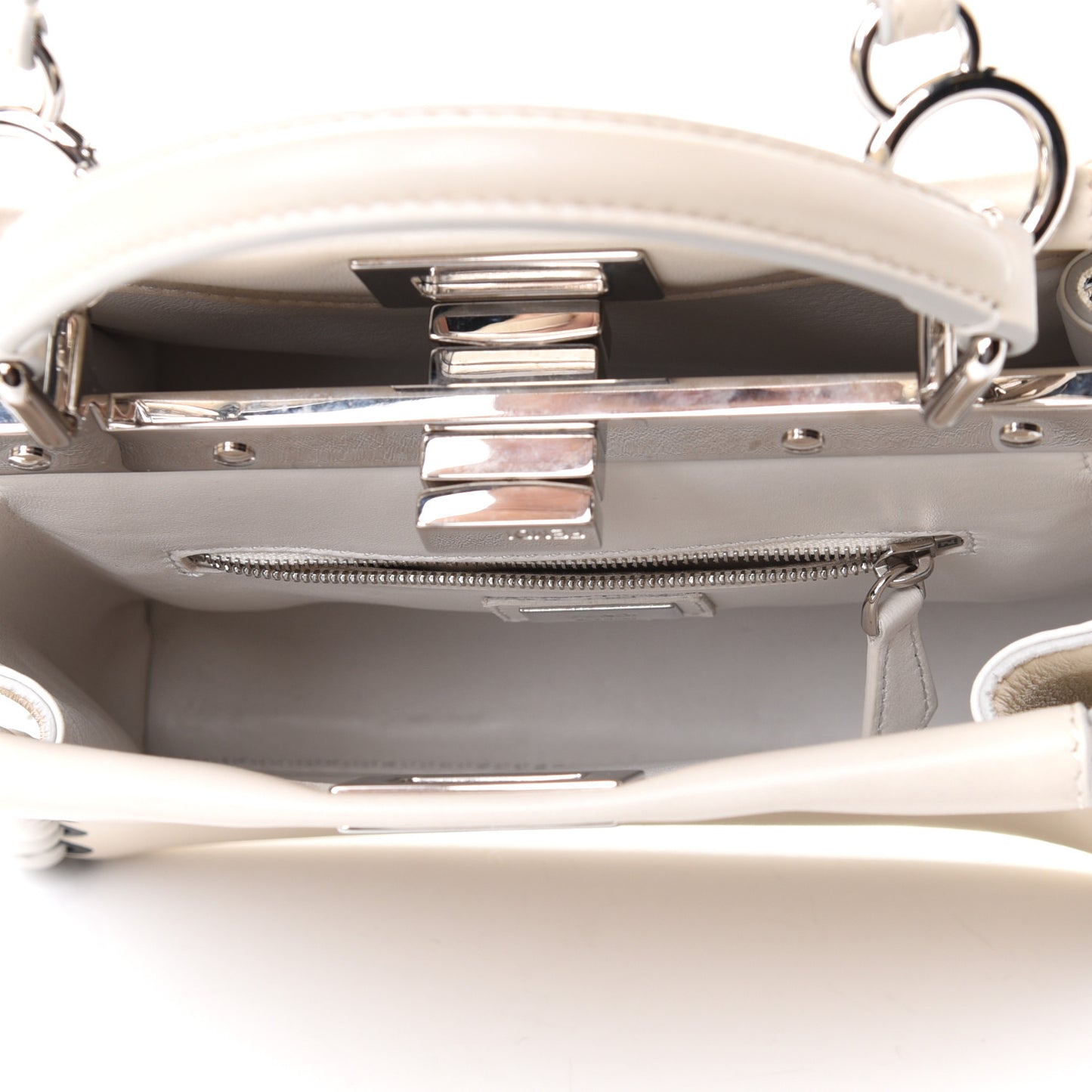 Nappa Lace Up Mini Peekaboo Iconic Satchel Bianco Carta