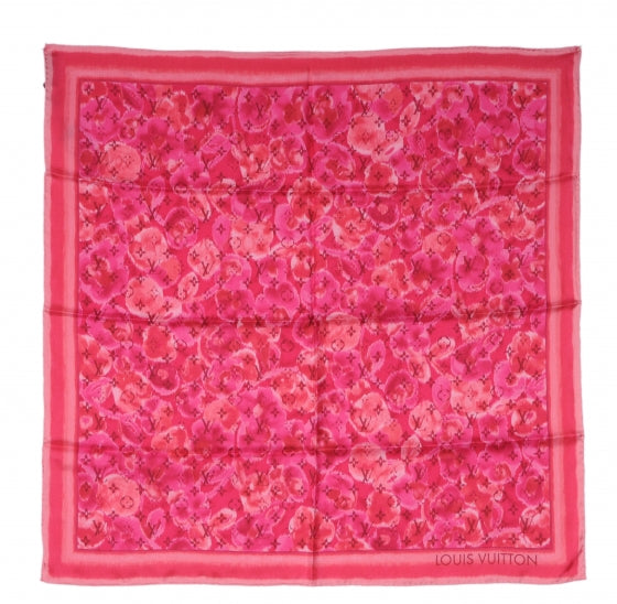Louis Vuitton Silk Monogram Ikat Summer Square Scarf Rose Indien 3 of 5