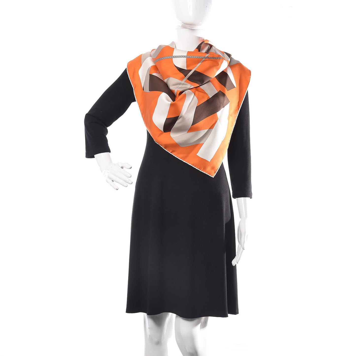 Silk En Duo Scarf 90 Orange Blanc Sepia