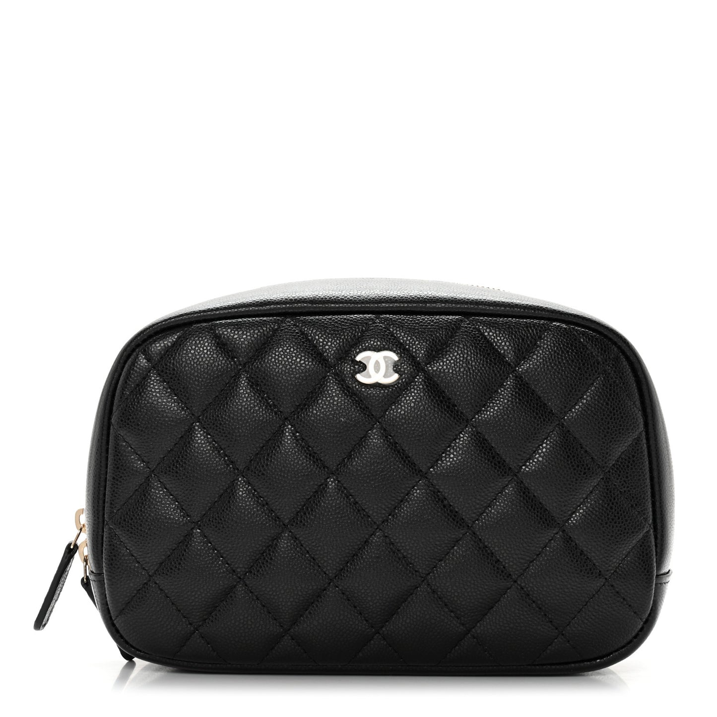 Caviar Quilted Curvy Pouch Cosmetic Case Black