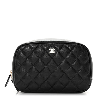Chanel Caviar Quilted Curvy Pouch Cosmetic Case Black 1 of 8
