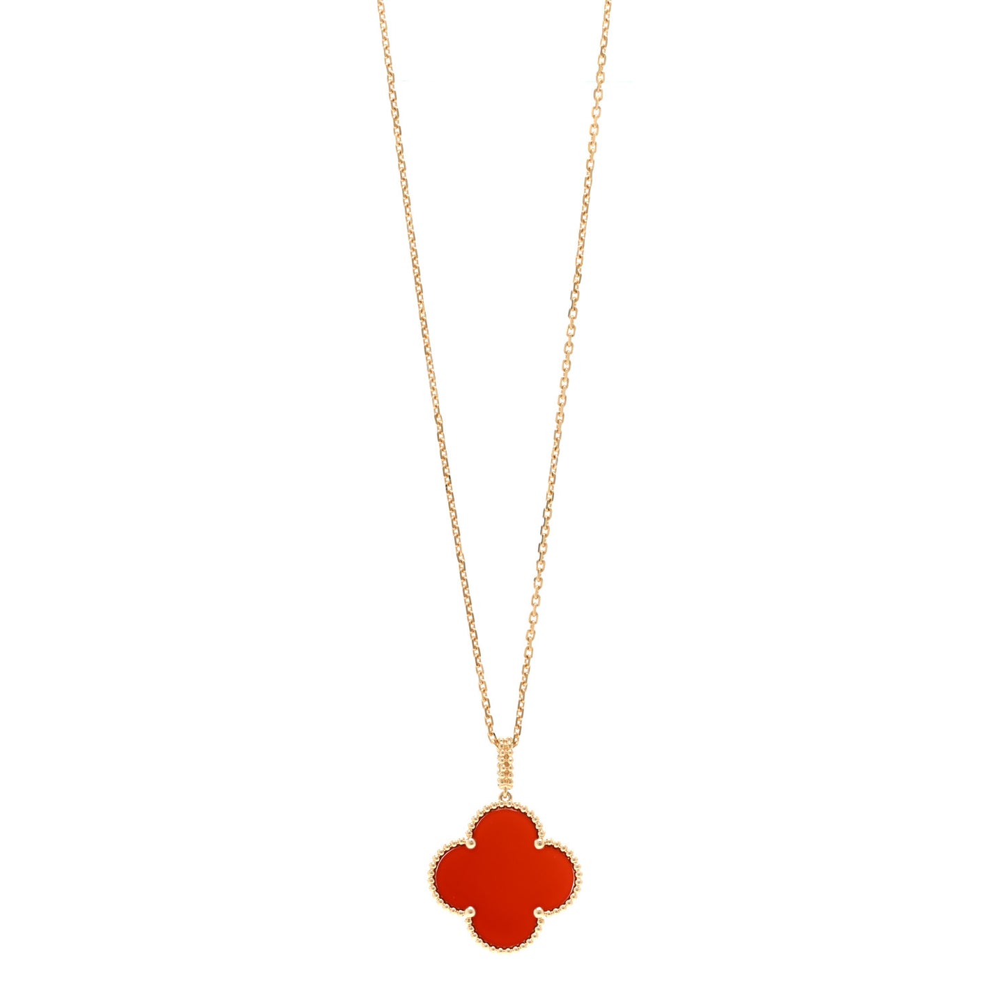 18K Yellow Gold Carnelian Magic Alhambra Long Necklace