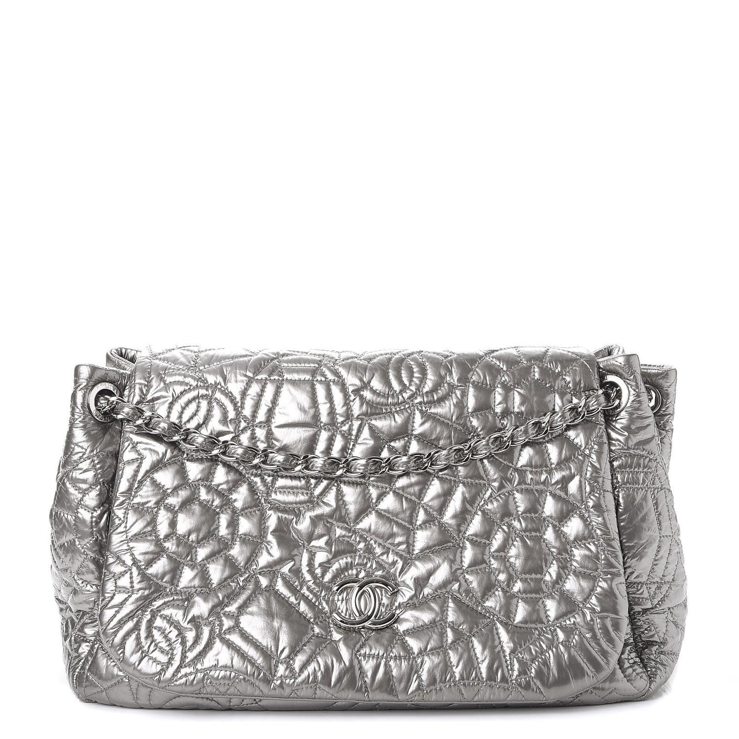 Vinyl Graphic Edge Accordion Flap Bag Silver