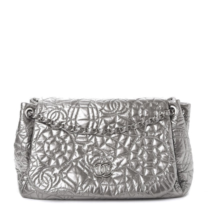 Chanel Vinyl Graphic Edge Accordion Flap Bag Silver 1 of 8
