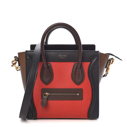 Celine Calfskin Bullhide Nano Tri-Color Luggage Bright Red 1 of 9