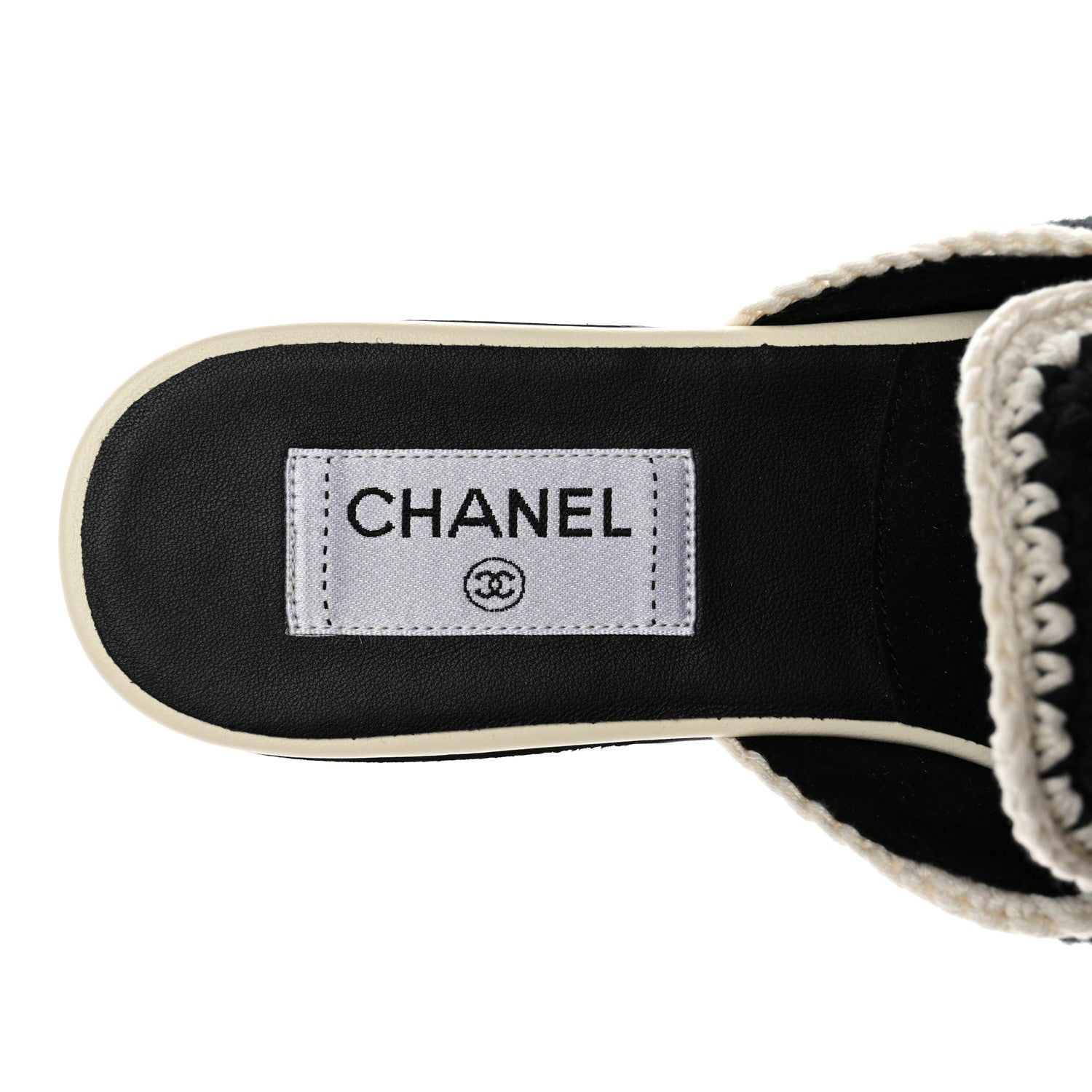 Chanel CHANE Crochet CC Mules 36 Black Ivory 7 of 9