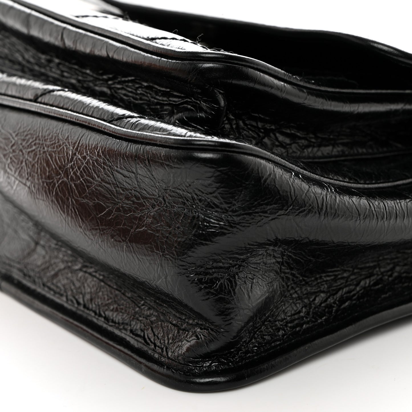 Crinkled Calfskin Matelasse Monogram Medium Niki Chain Satchel Black