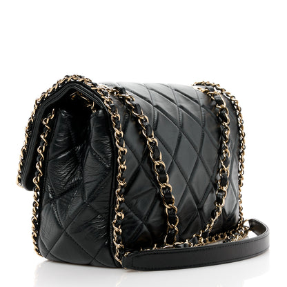 Chanel Crumpled Calfskin Medium Chain All Over Flap Black 3 of 12