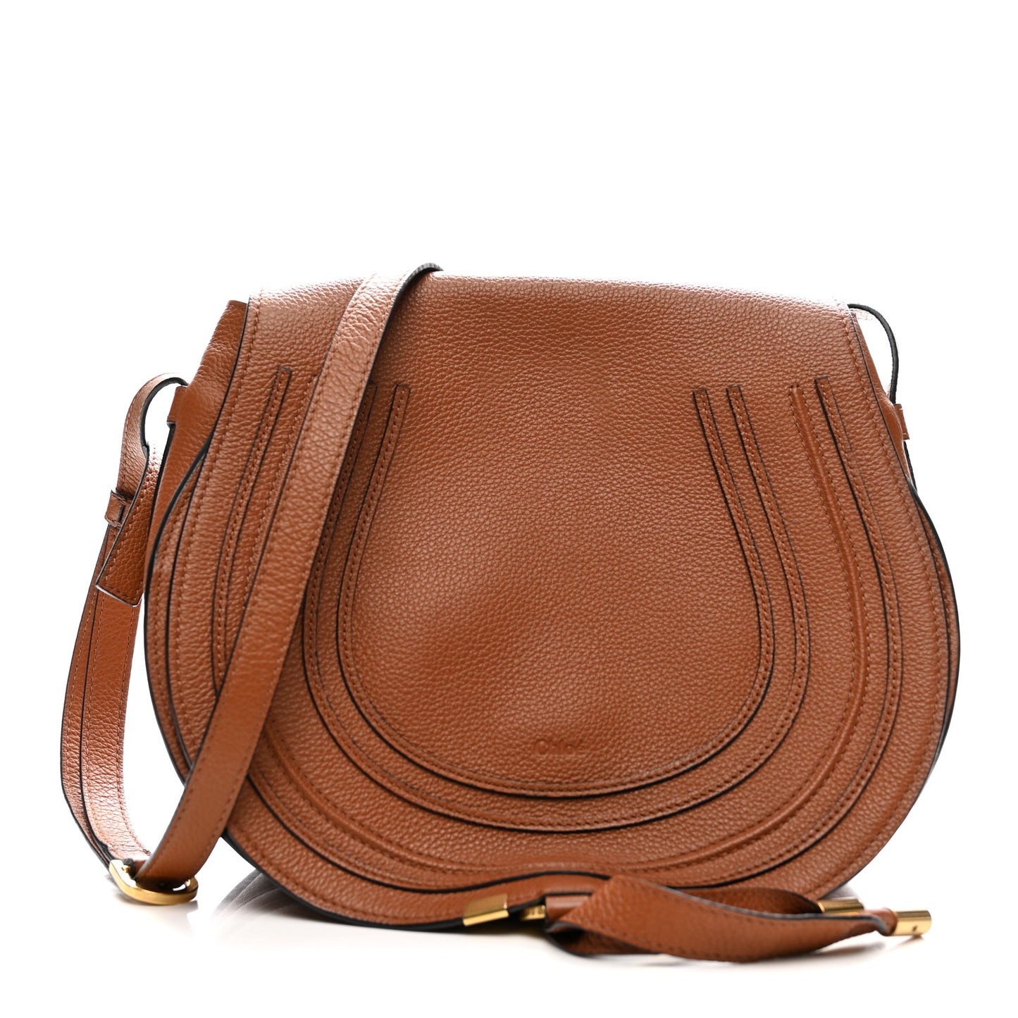 Calfskin Medium Marcie Round Crossbody Bag Tan