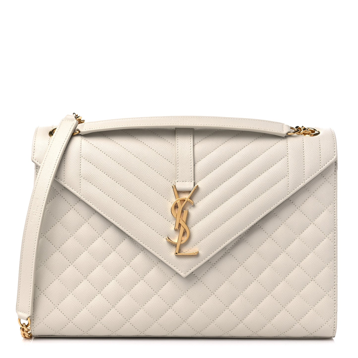 Grain De Poudre Textured Mixed Matelasse Large Triquilt Monogram Satchel Porcellana